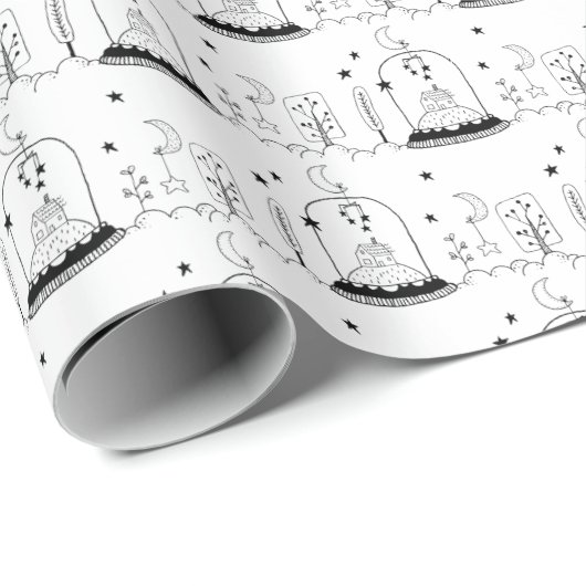 Kinder kerstzwarte tonijn en witte snuitbol moonst cadeaupapier (Rol Hoek)