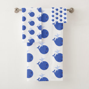 Kinder keukenset voor blauwe walvis bad handdoek