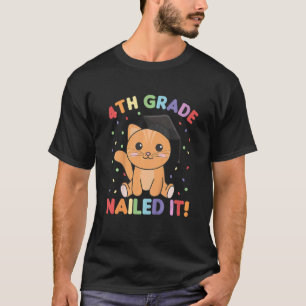 Kinder Kinder 4e klas genageld It Cat Afstuderen T-shirt