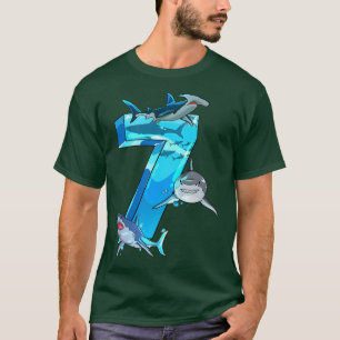 Kinder Kinder 7e verjaardag 7 jaar oud Zee haaienv T-shirt
