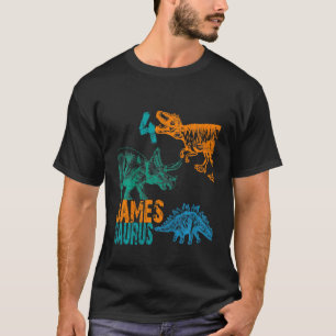 Kinder Kinder James Saurus 4th Birthday Boys Rex B T-shirt