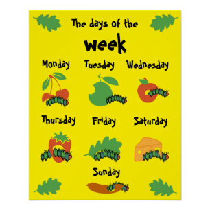 Kinder kinderdagverblijf dagen van de week perfect poster
