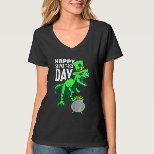Kinder Kinderen Happy St Pat Trex Day Dino Patrick T-shirt (Voorkant)
