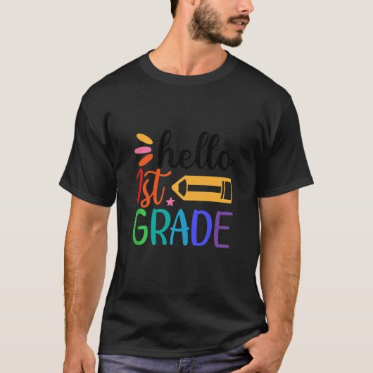Kinder Kinderen White Hallo eerste graad terug naa T-shirt (Voorkant)