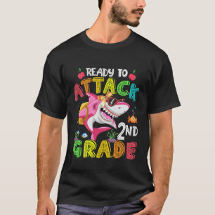 Kinder klaar om 2e Grade Shark-rugzak aan te valle T-shirt