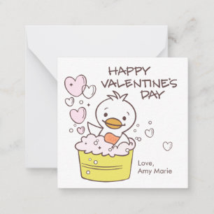 Kinder klaslokaal Duck Bubble Bath Hearts Valentij Notitiekaartje