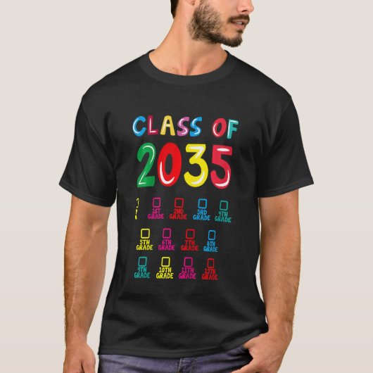 Kinder klasse van 2035 groeit met mij Afstuderen 1 T-shirt (Voorkant)