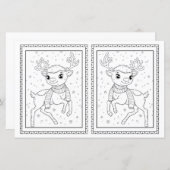 Kinder Kleuren Reindeer Papier Kerst Kaart (Voorkant / Achterkant)