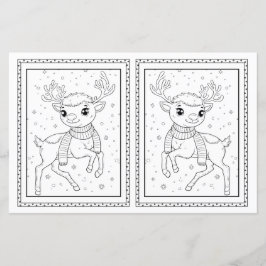 Kinder Kleuren Reindeer Papier Kerst Kaart