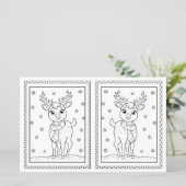 Kinder Kleuren Reindeer Papier Kerst Kaart (Staand voorkant)
