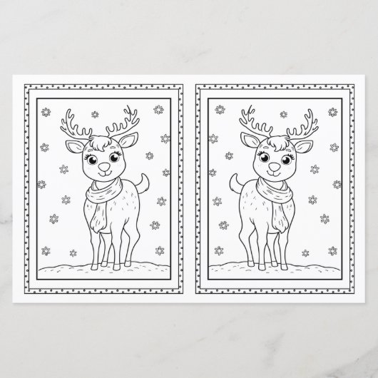 Kinder Kleuren Reindeer Papier Kerst Kaart (Voorkant)