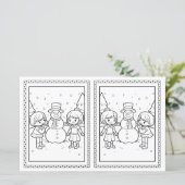 Kinder Kleuren Snowman Papier Kerst Kaart (Staand voorkant)