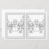 Kinder Kleuren Snowman Papier Kerst Kaart (Voorkant / Achterkant)