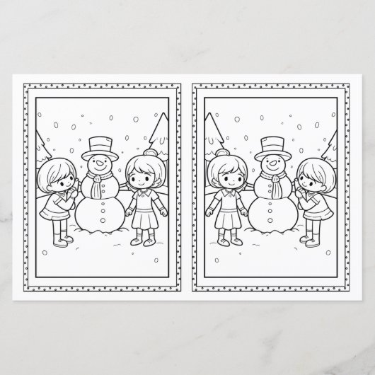 Kinder Kleuren Snowman Papier Kerst Kaart (Voorkant)