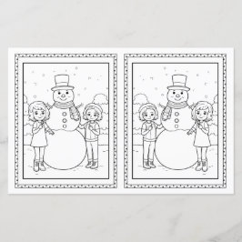 Kinder Kleuren Snowman Papier Kerst Kaart