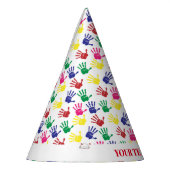 Kinder kleurige handdruk Birthday Feesthoedjes (Links)