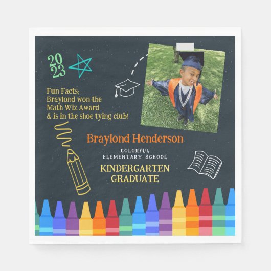 Kinder, kleurrijk elementair Afstuderen Servet (Voorkant)