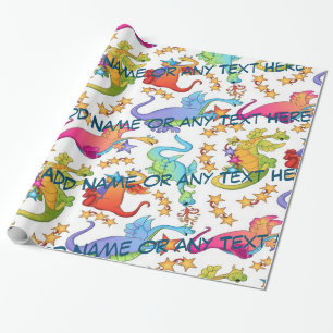 Kinder kleurrijke draken gepersonaliseerd cadeaupa cadeaupapier