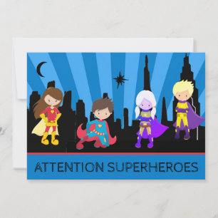 *~* Kinder kleurrijke SUPERHEROS Bold Birthday Par Kaart