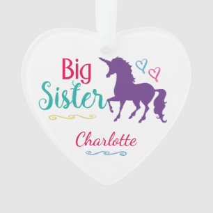 Kinder kleurrijke Unicorn Big Sister Sibling Girls Ornament