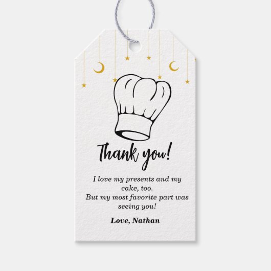 Kinder koken verjaardag dank u Label bakken Cadeaulabel (Voorkant)