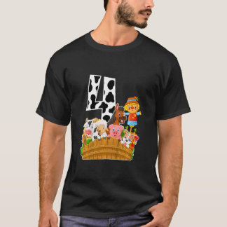 Kinder kool- en fokdieren van de vierde verjaardag t-shirt