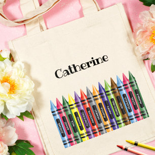 Kinder krijt roze groen positief gedachten school tote bag