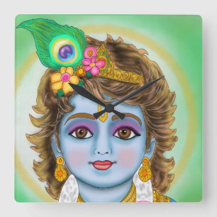 Kinder Krishna-klok Vierkante Klok