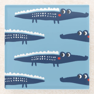 Kinder krokodillenpatroon: zomerspeelsheid. glazen onderzetter