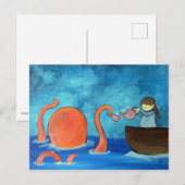 Kinder kunstmeisjes Octopus Tea Party Cute Briefkaart (Voorkant / Achterkant)