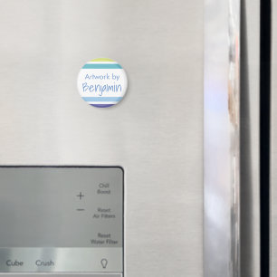 Kinder kunstwerknaam Blue en Green Stripes Magnet Magneet