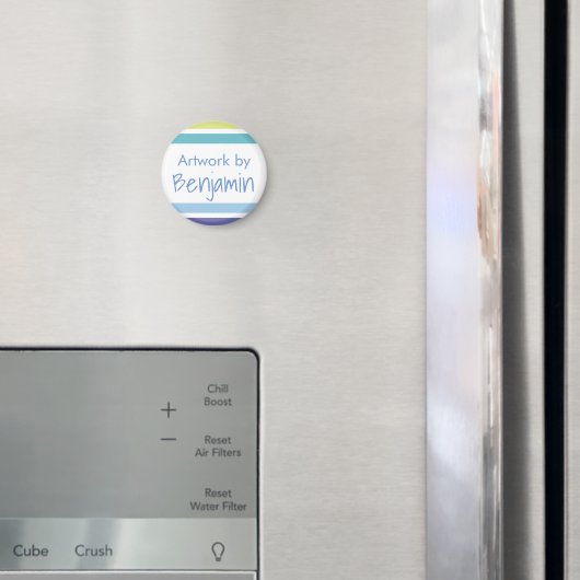 Kinder kunstwerknaam Blue en Green Stripes Magnet Magneet (Insitu (Koelkast))