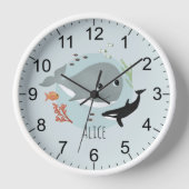 Kinder Kute Ocean Whale en Orca AcrylWall Clock (Voorkant)