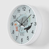 Kinder Kute Ocean Whale en Orca AcrylWall Clock (Hoek)