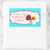 kinder ladybug book bord id name aqua blue sticker (Tas)