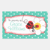 kinder ladybug book bord of ID name sticker (Voorkant)