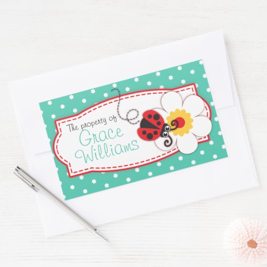 kinder ladybug book bord of ID name sticker (Envelop)