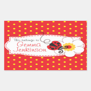 kinder ladybug book bord of ID name sticker