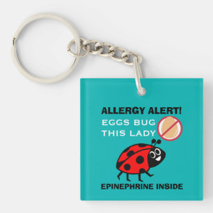 Kinder Ladybug Oogallergie Medische waarschuwingen Sleutelhanger