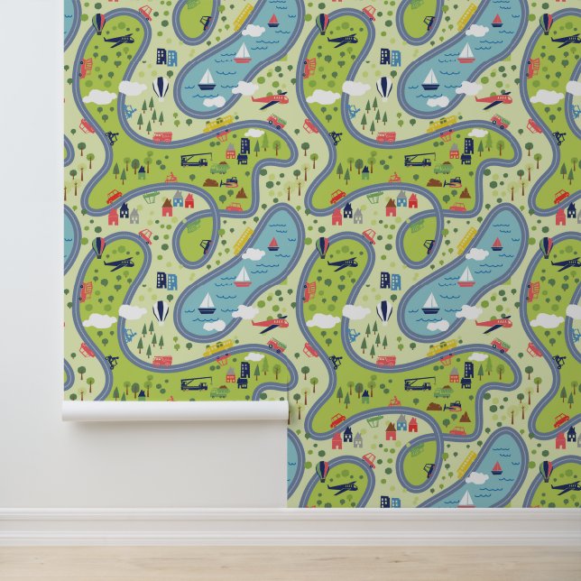 Kinder landschapspatroon behang (Applicatie)