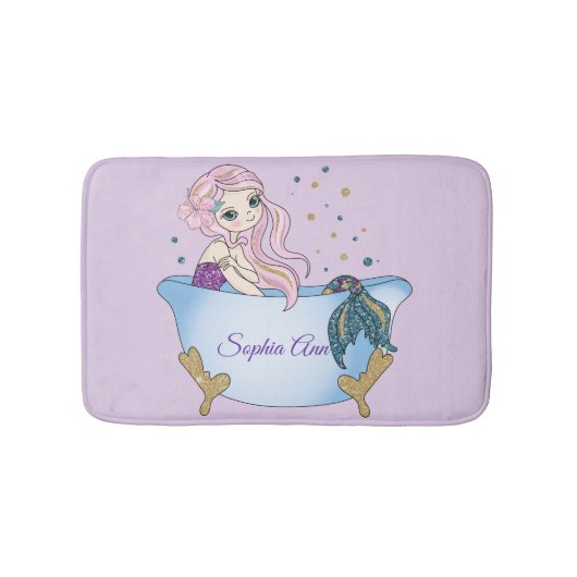 Kinder lavender Glitter Mermaid Bath Mat (Voorkant)