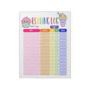 Kinder leeslogboek voor homeschool, cupcake notitieblok