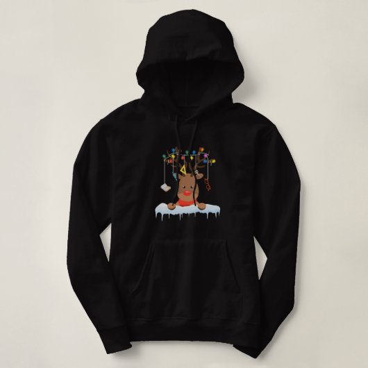 Kinder leraar leraar rendierbemanning kerstlicht hoodie (Design voorkant)