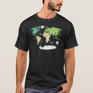 Kinder leraar Wereldkaart dieren en continenten T-shirt