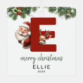 Kinder letter E Monogram kerstboom Metalen Ornament (Voorkant)