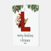 Kinder letter L Monogram kerstboom Metalen Ornament (Voorkant links)