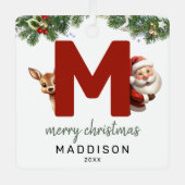 Kinder letter M Monogram kerstboom Metalen Ornament (Voorkant)