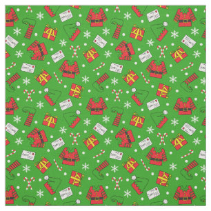 Kinder Leuk Groene en Rode Kerstmis Elf Patterned Stof