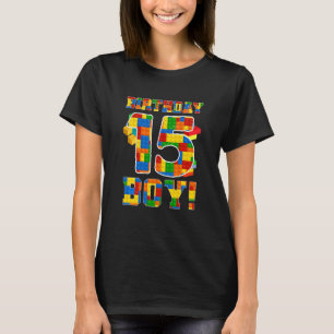 Kinder Leuke 15e Verjaardag 15 Jaar Oud Blok Build T-shirt