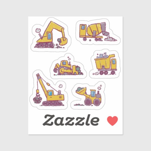 Kinder Leuke Bouwplaats en Voertuigen Sticker (Vel)
